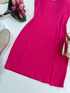 Vestido canelado fenda - buy online