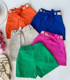 Saia/shorts linho coral on internet