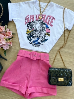 Shorts de Linho pink - comprar online