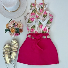 Saia/shorts linho Pink