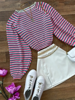 Cropped tricot colorido