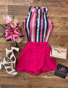 Saia/shorts Linho pink
