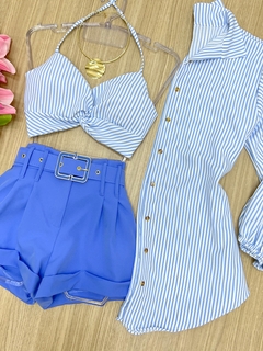 Conjunto Camisa e Cropped azul claro - comprar online