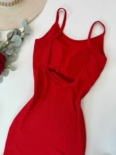 Vestido canelado mídi vermelho - comprar online