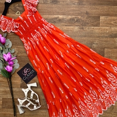 Vestido longo laise coral - comprar online