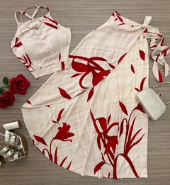 Conjunto Luci nude com vermelho