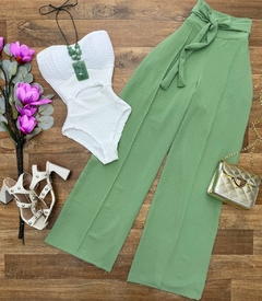 Calça Pantalona verde menta