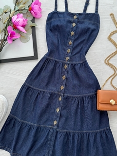 Vestido midi Jeans botões - comprar online