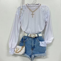 Blusa canelada com renda - Glamix 