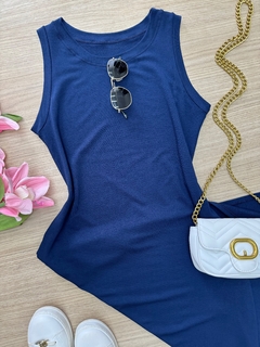 Vestido midi moletinho azul marinho - comprar online