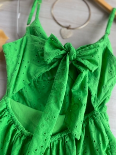 Vestido laise bordado verde - comprar online