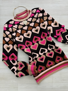 Blusa tricot modal coração na internet
