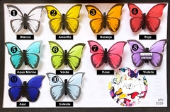 Lampara de mesa Éxodo Mini Glam, base Niquelada Mariposas multicolores - comprar online