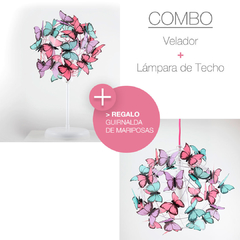 Velador & Lampara de techo "Wild Flowers Rose" (Guirnalda de REGALO)