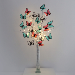 Mariposas en flor Aqua y florero de vidrio - comprar online
