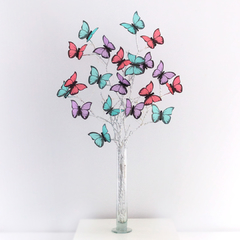 Imagen de Mariposas en flor Wild Flowers con florero de Vidrio