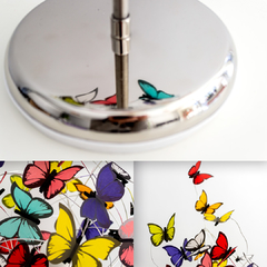 Lampara de mesa Éxodo Mini Glam, base Niquelada Mariposas multicolores - tienda online