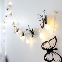Imagen de Guirnalda de luces y mariposas "Black and White" 4 mts