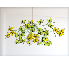 Lampara colgante "Lemon Tree" con mariposas verdes y amarillas - comprar online