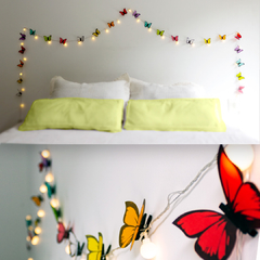 Combo guirnalda de Luces Bolita y Velador de Mariposas, varios colores - tienda online