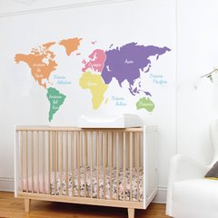 Looma Vinilos Decorativos Infantiles Continentes pastel Mapamundi