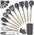 Set x 15 Utensilios de cocina en silicona y madera - Gris oscuro