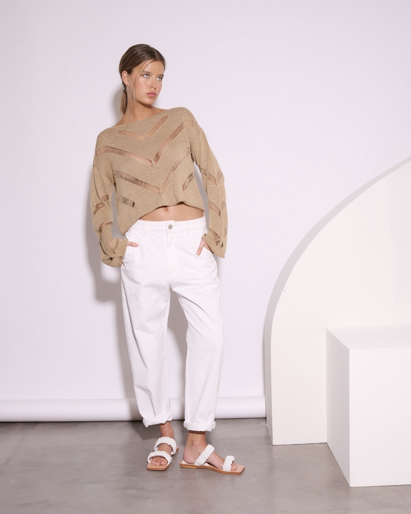 Pantalon slouchy blanco sale