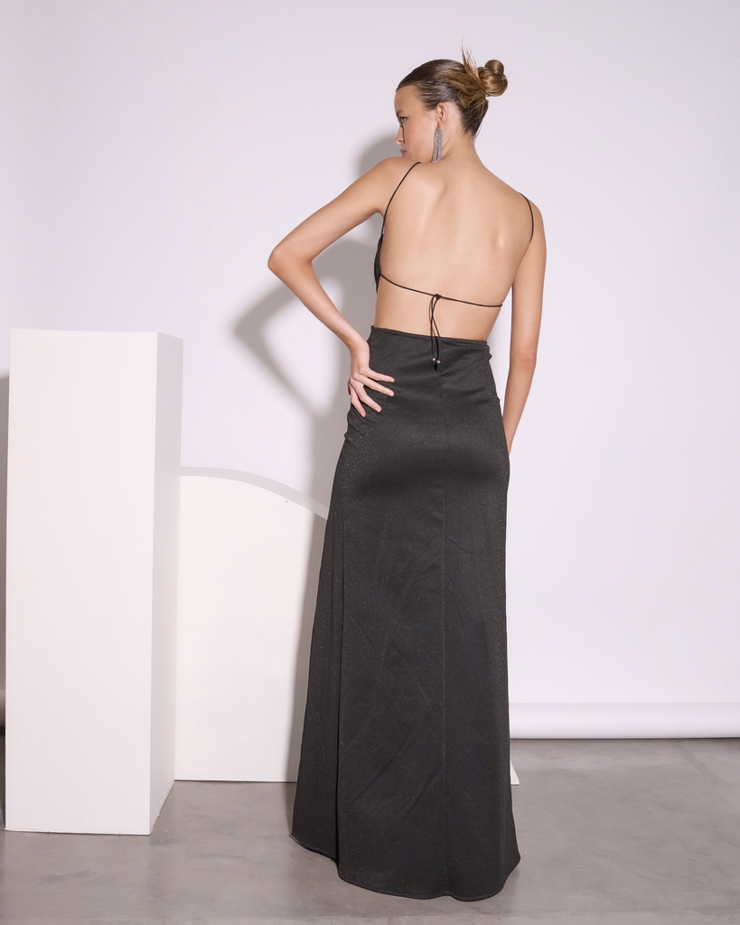 Vestido negro online largo strapless