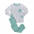 Pijama Infantil Branco detalhes Vichy Verde Menta blusa manga longa e calça