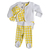 Conjunto de Calça Punho bebê e body kimono Vichy Amarelo em algodão pima com casaco de jacquard