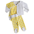 Conjunto de Calça Punho bebê e body kimono Vichy Amarelo manga curta em algodão pima com casaco de jacquard