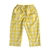 Calça bebê com elástico na cintura e dois bolsos traseiros com estampa  Vichy Amarelo em algodão Pima Peruano
