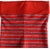 Detalhe da padronagem da Calça Bebê com Punho na cintura vermelha com listras em dois tons de azul