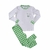 Pijama Infantil Branco com Vichy Verde - calça e blusa manga longa- bolso bordado raquete de tênis