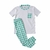 Pijama Infantil Branco com Vichy Verde Menta - manga curta
