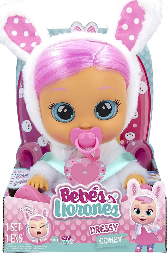 Muñeca Cry Babies Dressy Bebe Lloron Con Pelo Real Varios