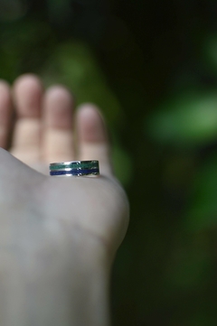 Sterling Silver Wedding Band - Engagement Ring Green and Blue - buy online