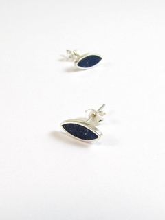 Sterling Silver Ear Studs - Minimal Seeds Blue Earrings on internet