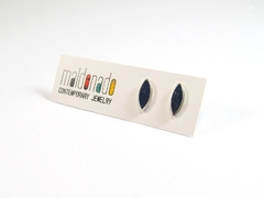 Sterling Silver Ear Studs - Minimal Seeds Blue Earrings - Maldonado Joyas