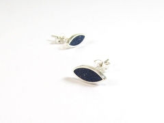 Sterling Silver Ear Studs - Minimal Seeds Blue Earrings