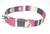 COLLAR DE NYLON SUBLIMADO RAYADO FUSCIA, NEGRO Y BEIGE (TALLE XS)