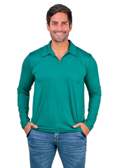 ML POLO BROOKLYN MASC 00384 VERDE STORM COM PROTEÇÃO UV