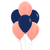 Globos R12 (28 cms) Azul Naval y Dorado Rosado Metalizado