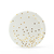 Platos Redondos 18 cms Confetti Dorado Metalizado sobre Blanco. 10 Unidades