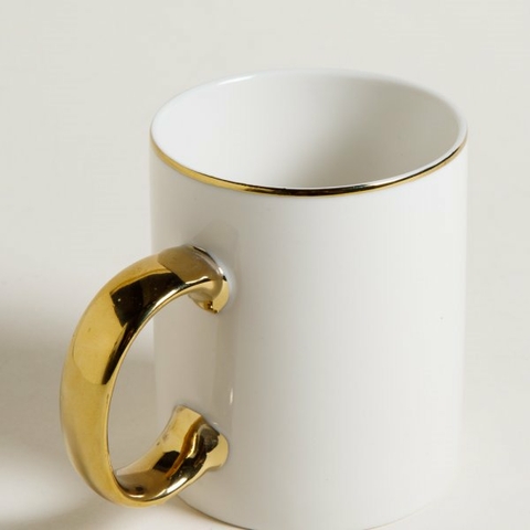 Mug Recto Asa y Borde Dorado 330 Ml (0510182) - comprar online