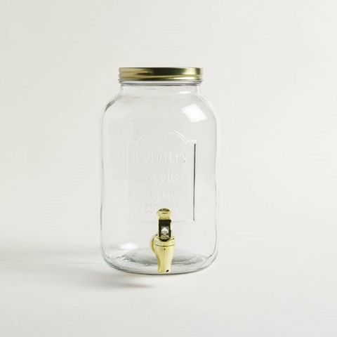 Dispenser Bebidas Vidrio Tapa y Canilla Dorada Country 4 Lts (0126866)