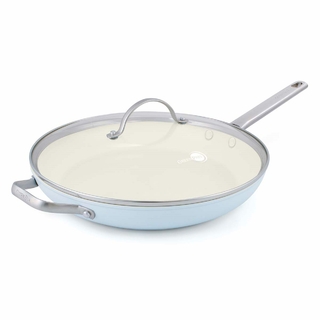 GreenPan® Padova Light Blue Sartén 30 Cm Con Tapa De Vidrio Y Mango Largo + Asa De Ayuda (CC003977)