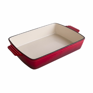 Erminda® Fuente Rectangular Hierro Esmaltado - Rojo Velvet 39x23cm (E89001R)