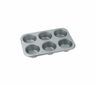 Whiskspro® Heavy Gauge Muffin Pan (Molde Muffing) 6 Cup 32x22x4cm 0.8 mm - Base Lineas (WI63226)
