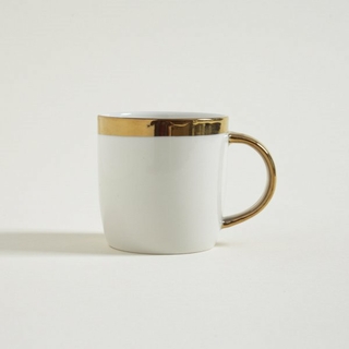 Mug Bajo Asa y Borde Dorado 350 Ml (0510040)